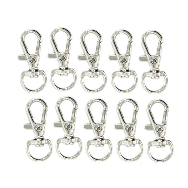Phenovo 10st Vridbar Karbinhake Nyckelring Silverfärg 12mm x 30mm