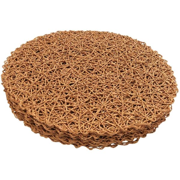 Runde vevde papirplassmatter, dekorative taumatter for middag, fest og bryllup 12-pakning