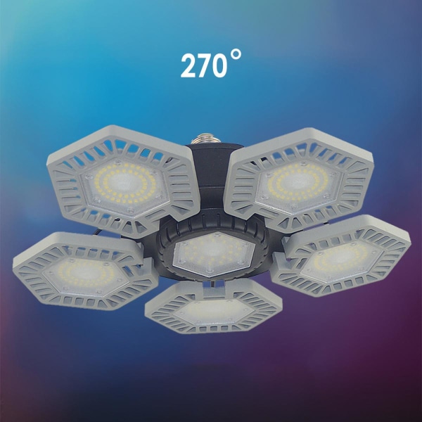 Garage Taklampor E27 6 Glödlampor Deformerbara Vikbara LED-paneler 160W Grå