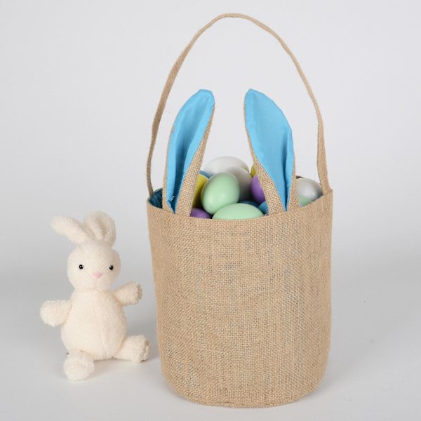 Presentpåse Bedårande Kaninöron Jute Kakförpackning Hållbar Påskkorg Säckväv för Hemmet Green
