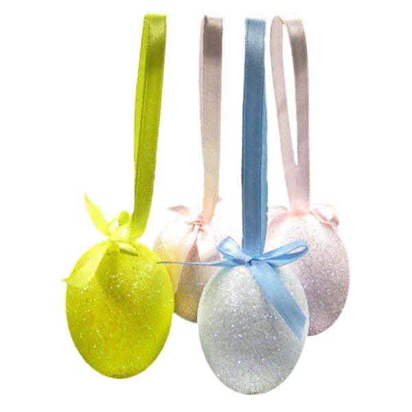 Påskägg Glitter Skumägg Gör-det-själv dekorativa ägg Påskpresentpaket med 4
