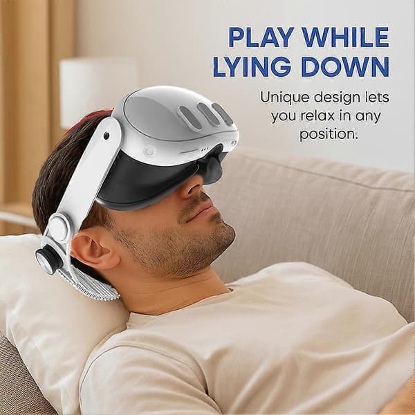 Justerbar hovedrem til Meta Quest 3 / Quest 3S Komfortabel trykaflastning VR-tilbehør, understøtter spil liggende White