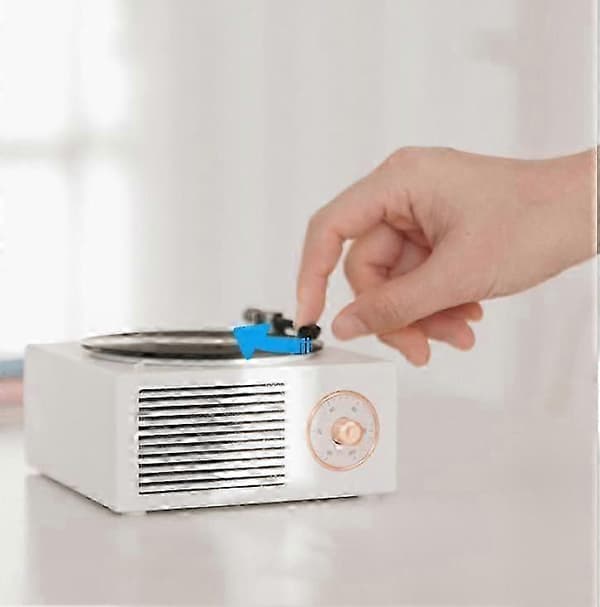 Vinylpladespiller med Bluetooth og indbyggede højttalere, trådløs lyd hurtigt white