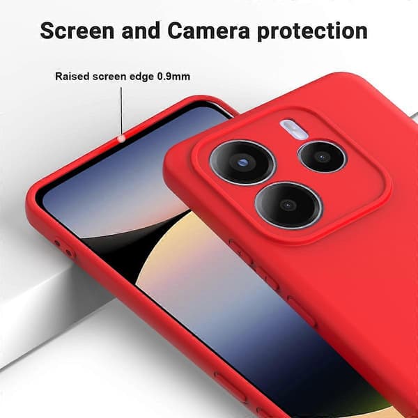 [RM] Enfärgat mobilskal i flytande silikon med full täckning och droppskydd Red For Redmi Note 14 5G Global