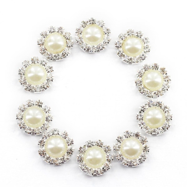 Set med 10st Kristallpärlknappar för DIY-dekoration 14,5mm - Beige