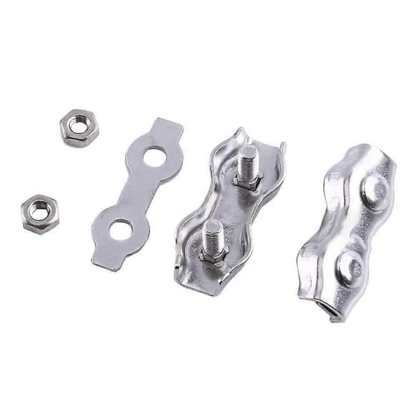 12 stk. Duplex-kabelklemmer, Duplex-kabelklemme, M2-kabelklemme, 304 rustfrit stål, til 2 mm wirekabler, sølv