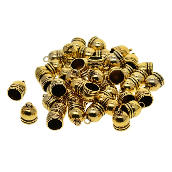 50 st 10 mm Klockformad Ändhylsa Mesh Kumihimo Snöre Tofs DIY Tillverkning Antik Guld