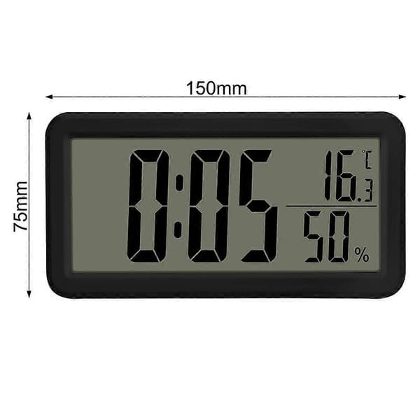 LED-väggklocka, 15 cm digital väckarklocka - LED-klocka med inomhustemperatur och luftfuktighet, väggmontering och vikbart stativ color