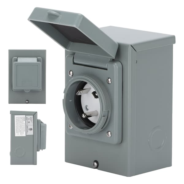 [RM]30A Generator Power Inlet Box 125V 3750W Outdoor Weatherproof Socket RV Accessory