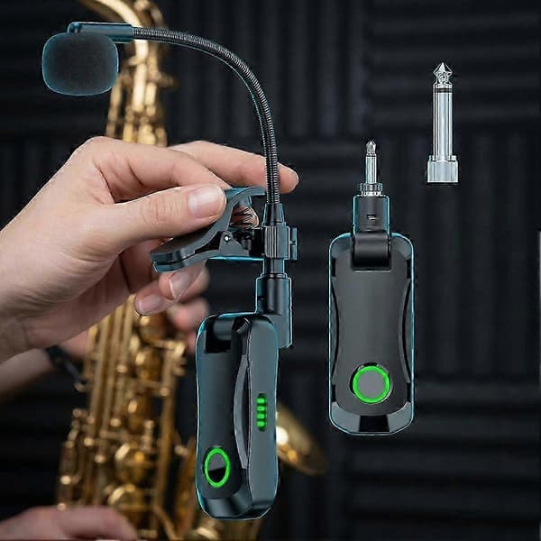 Genopladelig trådløs mikrofon til akustisk instrumentlyd Anti-interferens til saxofon violin