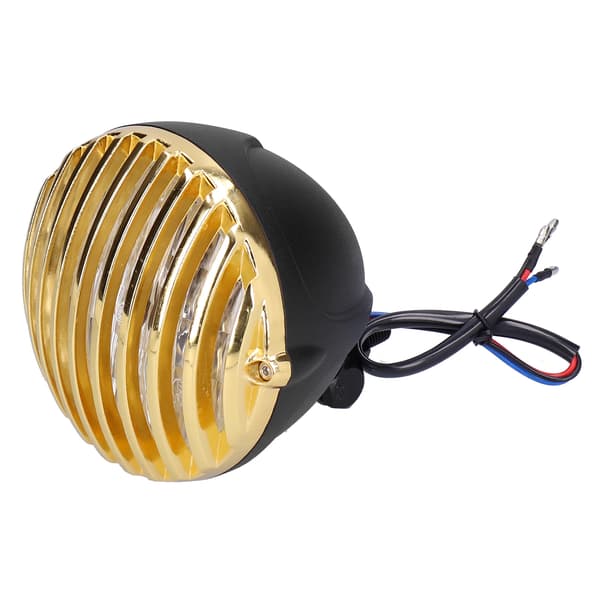 [RM][LCS] Round Motorcycle Headlight 3-Wire System Golden Grill Cover 12V 55W