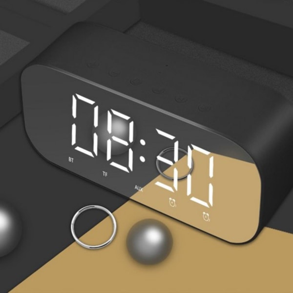 Digital snooze-väckarklocka med Bluetooth högtalare TF/AUX/ USB -port Svart