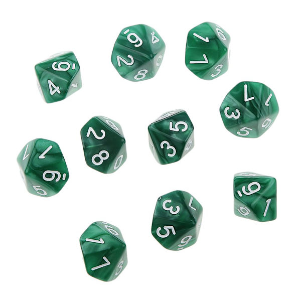 20 st tiosidiga tärningar d10 för d u0026 d rpg mtg sällskapsspel leksak grön och svart