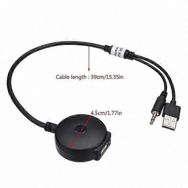 Trådløs Bluetooth AUX og USB musikadapter til bilstereoanlæg kompatibel med Mini Cooper-modeller Black