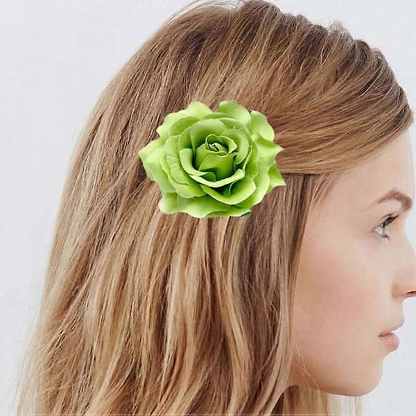 Grønn rose hårspenne til dekor 10 stk brudeklut blomsterbrosje tilbehør Green Size 1