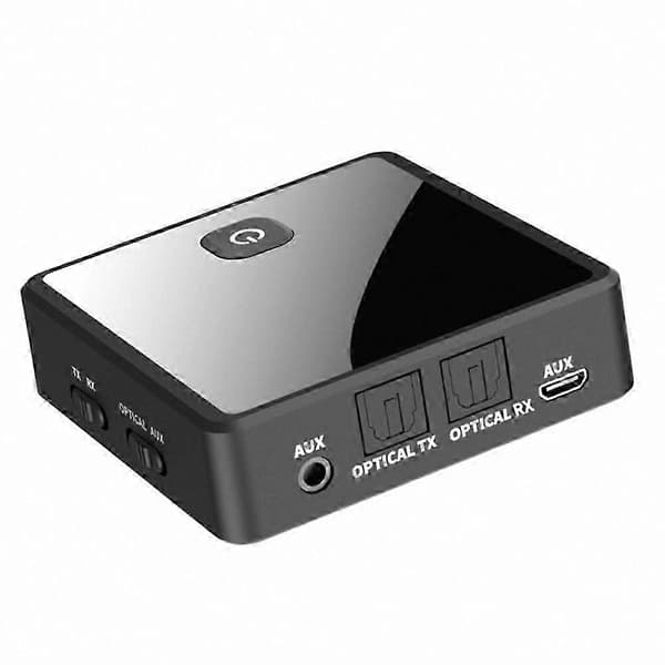 Bluetooth 5.0 lydadapter, 3,5 mm AUX/optisk trådløs sender og modtager til TV, PC, bil, højttalere Black