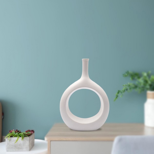 Keramisk ihålig vas bröllopsdekorationer korta vita hemkontor blomsterarrangemang