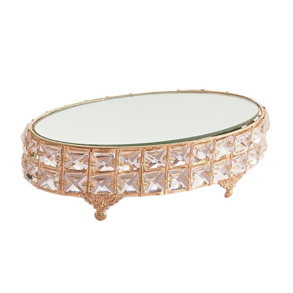 Oval tårtställ med spegel