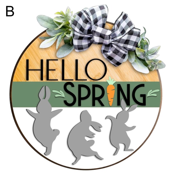 Dekorativ påskplakett Anti-rost Charmig Happy Spring Sign Hänge Heminredning B