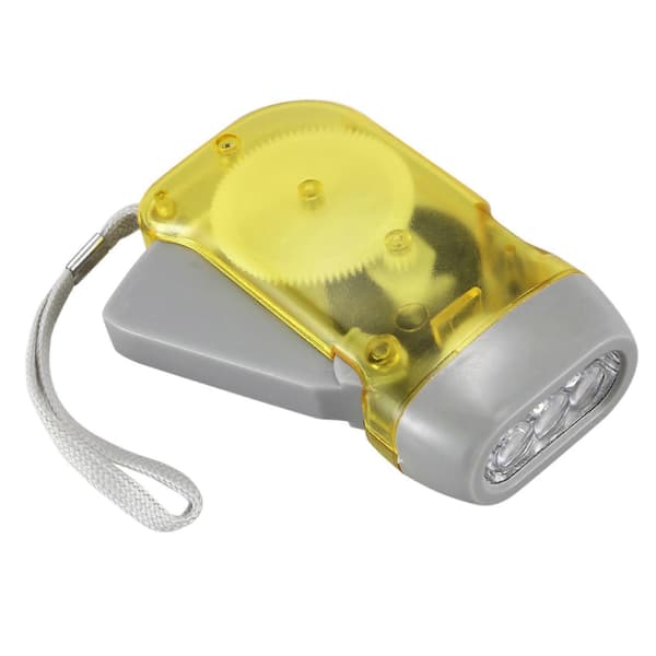 [RM]4X 3 LED Dynamo Wind Up Lommelygte Håndpresse Håndsving NR Camping Yellow