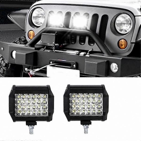 2st 4-tums LED-ljusramp 72W, 12V 24V Vattentät Spot Flood Combo Beam för Lastbil SUV Traktor Båt Terräng