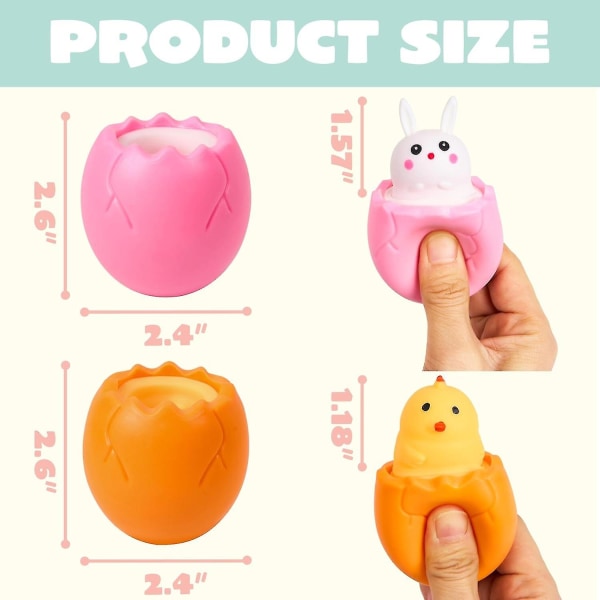 12 st Påskägg Squishy Kanin Kycklingar, Söta Kaniner, Kycklingar Gömmer Sig i Krossade Ägg, Squishy Stress