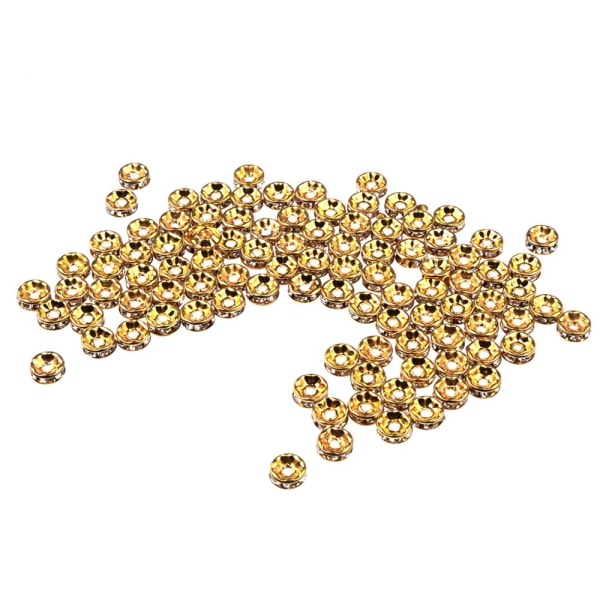 100 stycken rund rondelle distanspärla för smyckestillverkning Craft guld 6mm