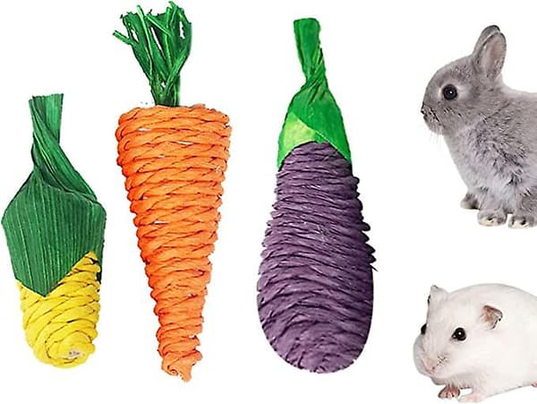 3-pack tuggleksaker för kaniner, hamstrar och marsvin