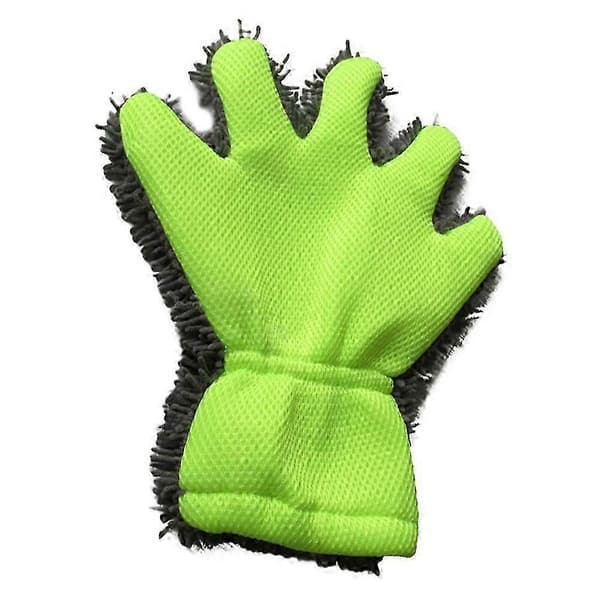 Chenille bilvaskehandsker - Mikrofiber køretøjsrengøringsvantehåndklæde Grey + Green