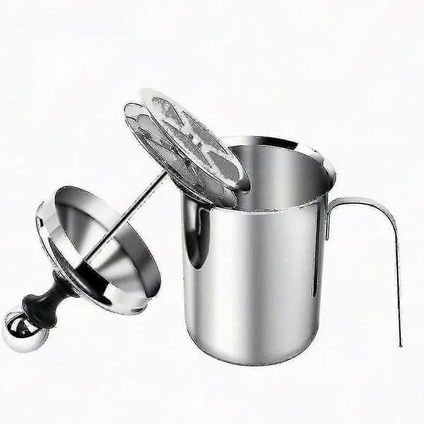 Melkeskummer Manuell Kaffeskummer i Rustfritt Stål Dobbel Netting Melkeskummer for 800 ml
