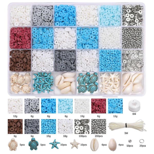 3270 stk. Håndlavet perletilbehør, perler til smykkefremstilling, perler til armbånd, halskæder, hardware-sæt