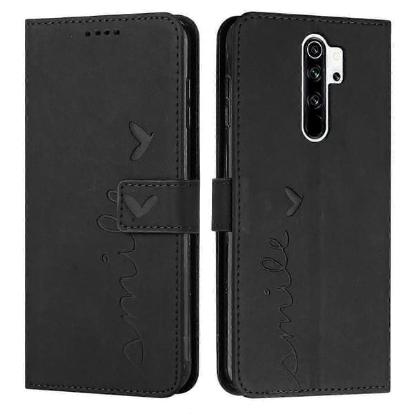 Hjerte mønster læderetui til Redmi Note 8 Pro med Skin Feel Design Black