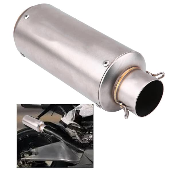 [RM]Universal Motorcycle Exhaust Muffler Silver End Pipe