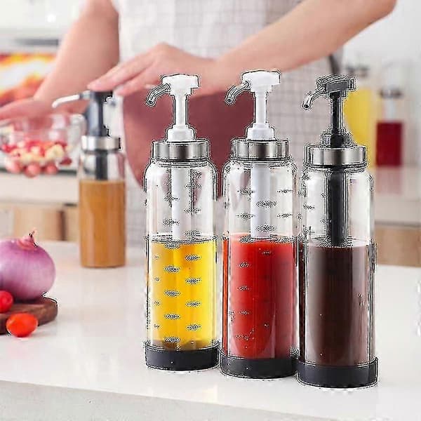 Sauce Dispenser Flaske Glas O Oliedispenser Med Bred Hals Trykpumper Sæt #calu