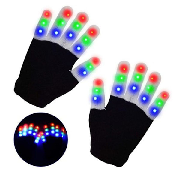LED-handskar för barn, 6 lägen, blinkande handskar leksaker för högtider