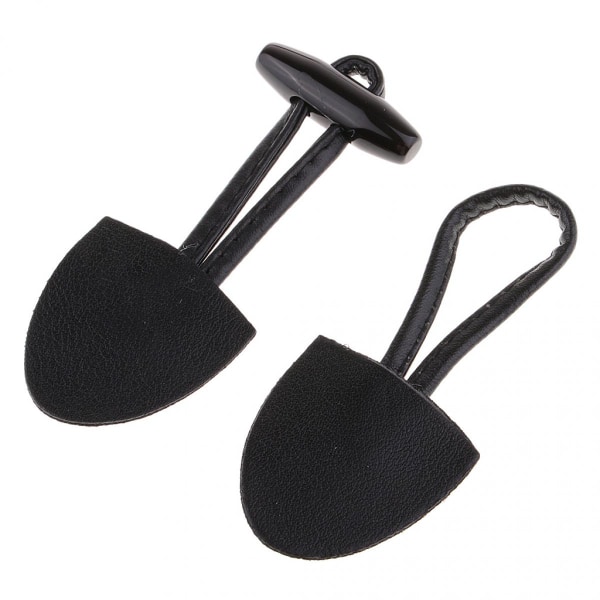 Parar PU-läderhorn växlingsknappar för duffle coat fäste spänne svart