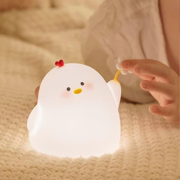 Cute Chicken Night Light, Room/Bedside Night Lamp, Soft Silicone Lamp with 30-Minute Timer and Auto Shut-Off