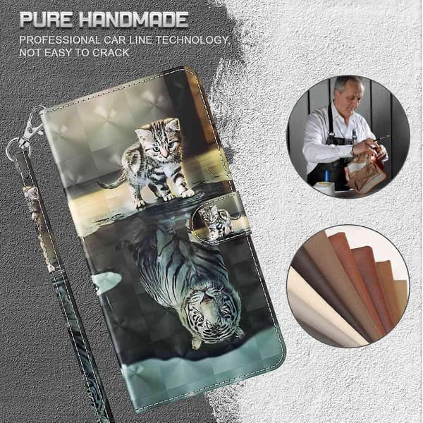 Flip-etui i PU-læder med 3D-mønster til Samsung Galaxy A05s 4G - Kat og Tiger Multicolor Cat and Tiger