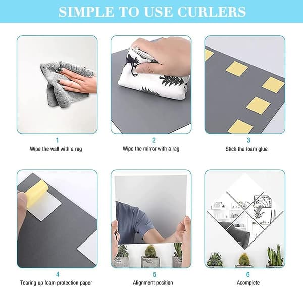 [RM]Self-adhesive mirror, 4 pcs. 20x20 Self-adhesive mirror sheets Self-adhesive mirror mirror sheets Non-glass, plastic material - Perfect