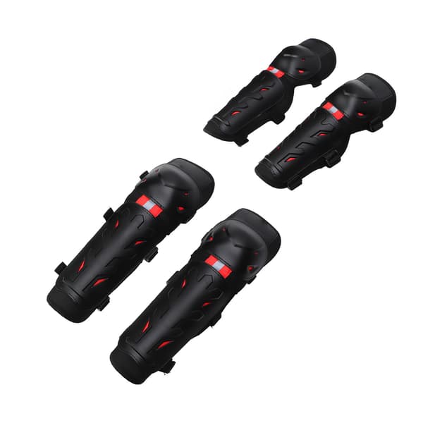 [RM] 4 pcs Knee & Elbow Pads with Luminous Function - Protective Set for Outdoor Cycling & Off-road - Red