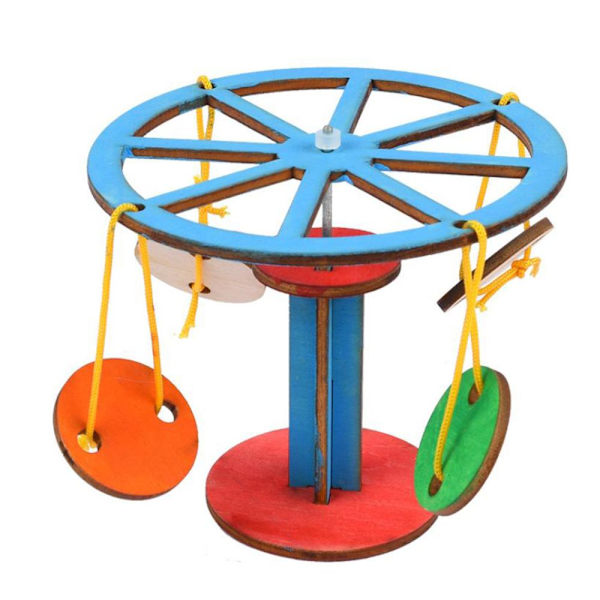 3D Pussel Roterande Gunga Trä DIY Montering Träning Fantasi Vetenskap Pedagogisk Leksak Barn