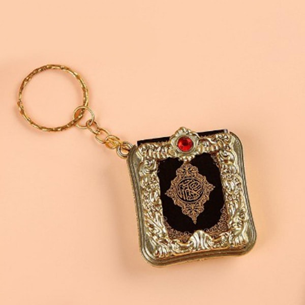 Mini Koranen Nyckelring Arabisk Muslimsk Nyckelring Minnessmycken Guld