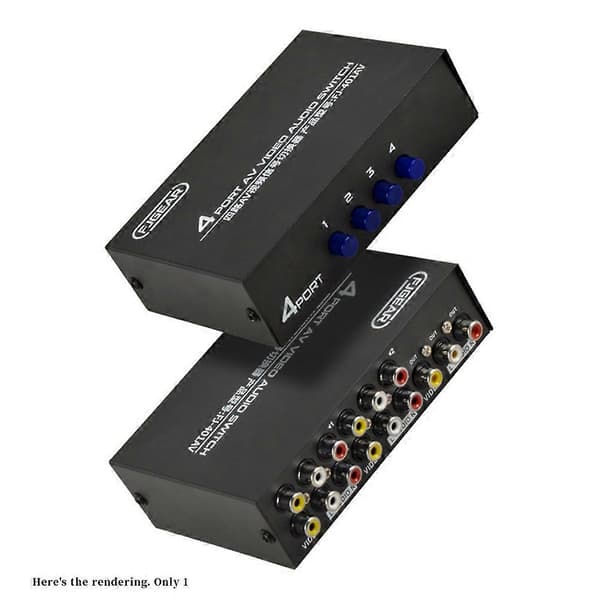 FJGEAR AV Switcher 4 ind 1 ud Av RCA Hovedgrænseflade Audio og Video Switcher Multifunktionel 4-vejs AV Switcher Black
