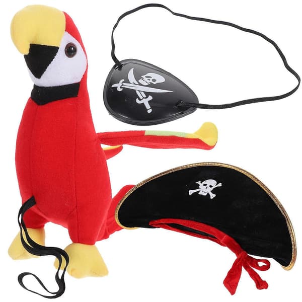 1 set Halloween pirat cosplay kostym rolig pirathatt ögonmask papegoja prydnad