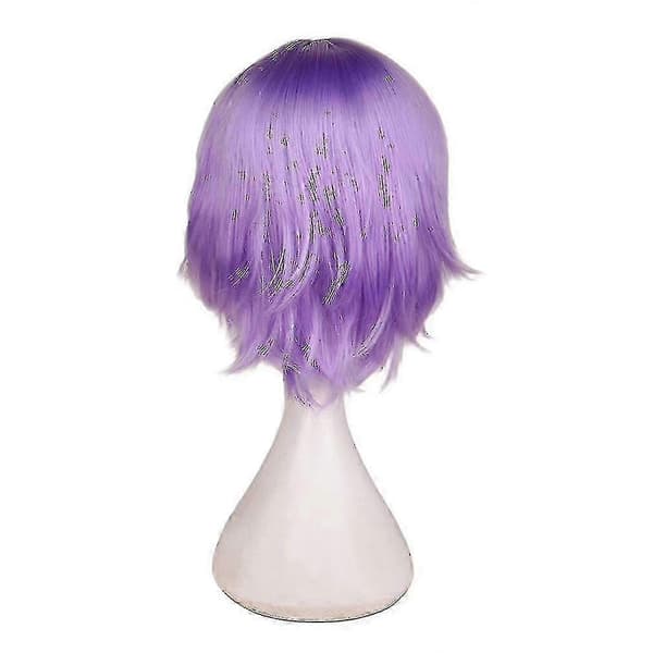 Modern kort rak cosplay-peruk för män light purple