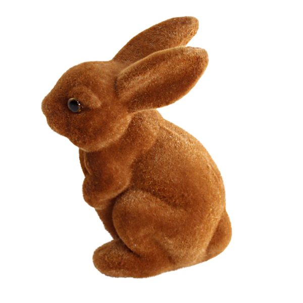 Gräs Kanin Påsk Luddig Flockad Kanin Miniatyrer Stående Moss Trädgård eierfarben ostern H