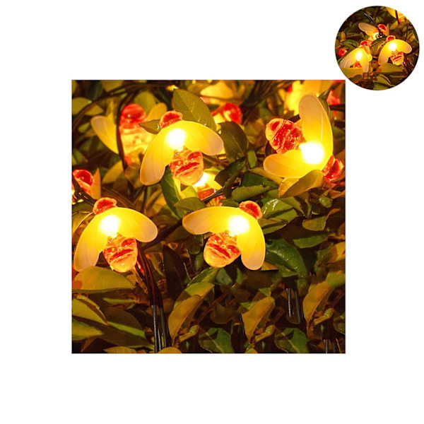 2 st Solcellsslinga Utomhus, 30 LED Belysning Bin Ljusslinga 2 Lägen, 6,5m