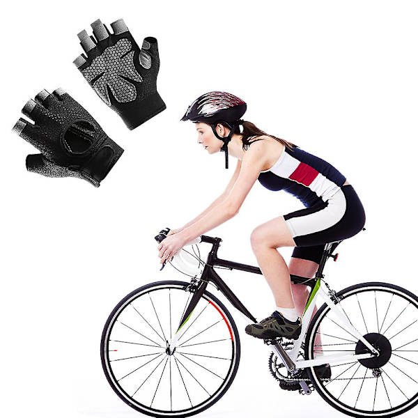 Träningshandskar Män Kvinnor Viktlyftning Gym Träning Cykling Fullt Handflateskydd Andningsbara Handskar (svart) S