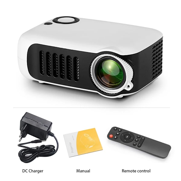 A2000 MINI Projektor Hemmabio Teater Portabel 3D LED Videoprojektorer Spel Laser Beamer 4K 1080P Via HD Port Smart TV BOX White