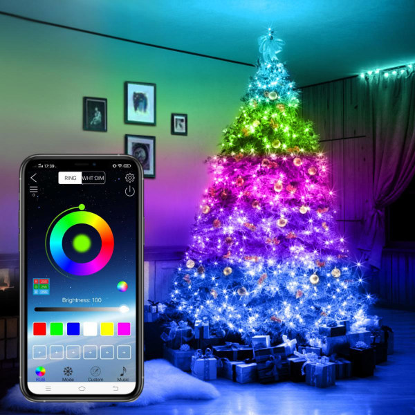 USB LED Koppartråd Slinga Ljusslinga med Musiksynkronisering Fjärrkontroll 20m 200 Ljus